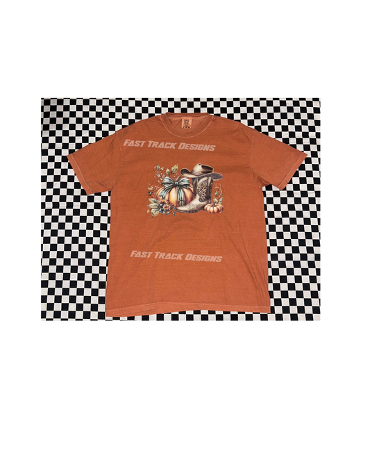 Pumpkin with cowboy boot